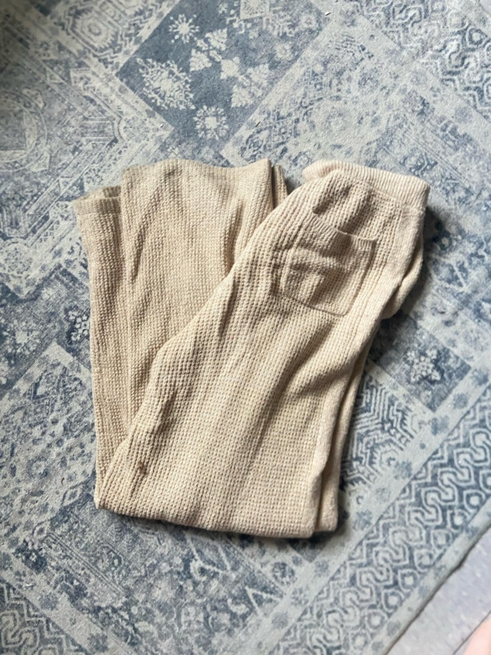 aerie Waffle Knit Cozy Pants in Light Beige